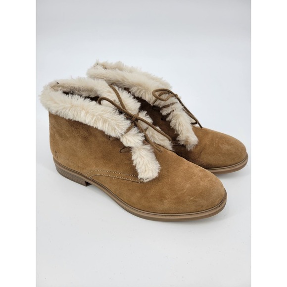 Hush Puppies Bailey Faux Fur Chukka Ankle Boot Bootie Tan Camel 7.5 - Picture 2 of 10